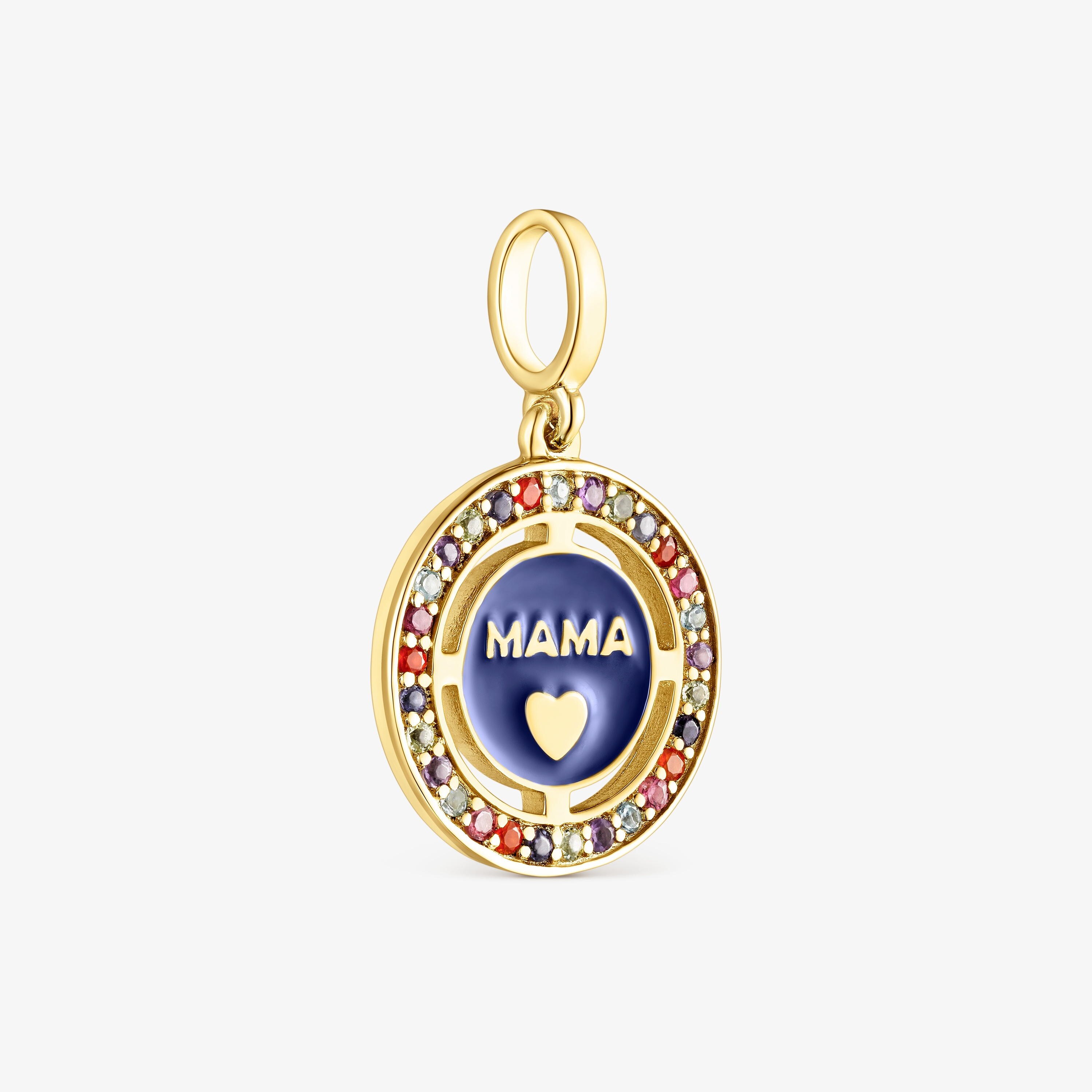 Silver vermeil TOUS Crossword Mama Mama pendant with gemstones and enamel