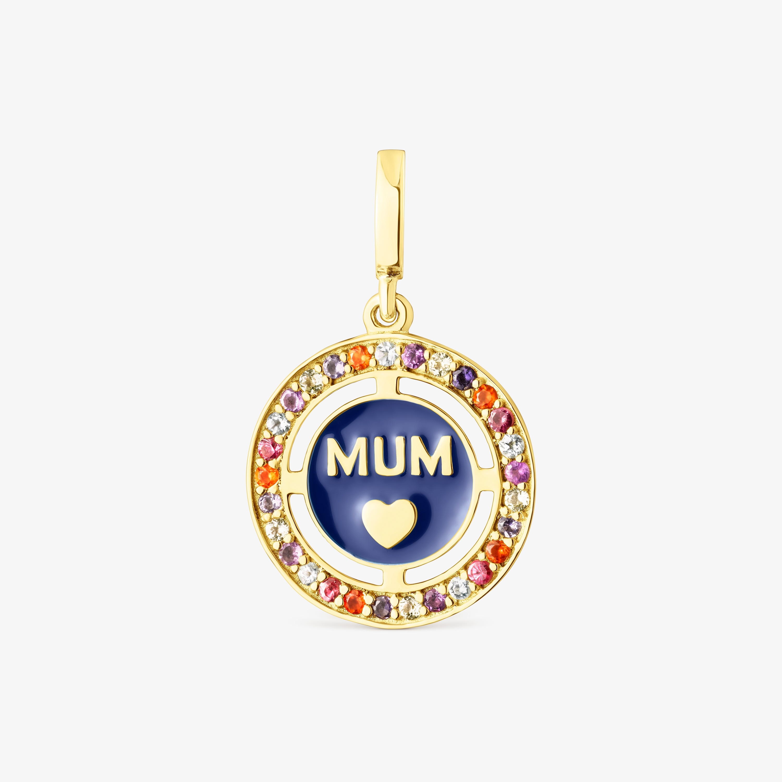 Silver vermeil TOUS Crossword Mama Mum pendant with gemstones and enamel