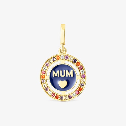 Silver vermeil TOUS Crossword Mama Mum pendant with gemstones and enamel