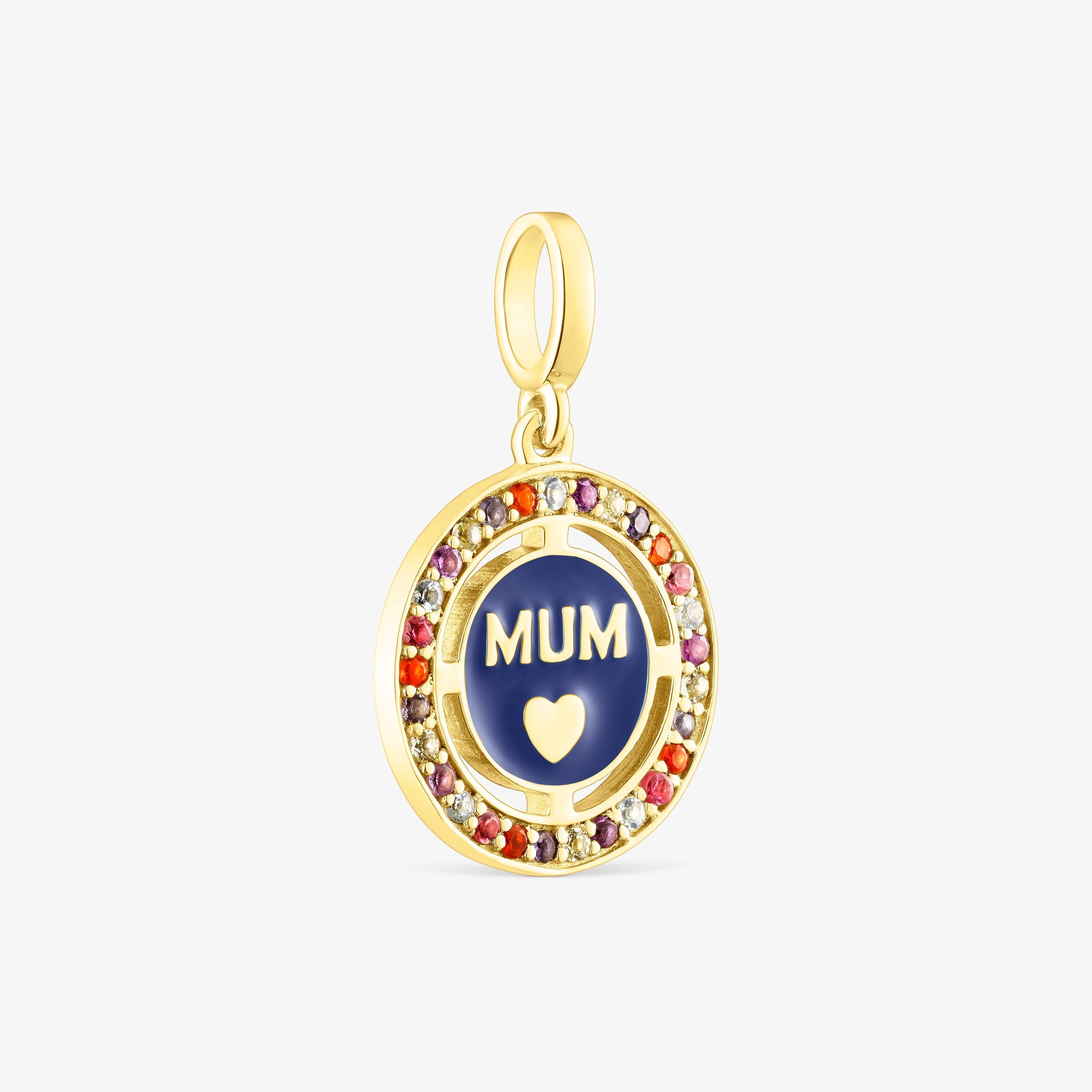Silver vermeil TOUS Crossword Mama Mum pendant with gemstones and enamel