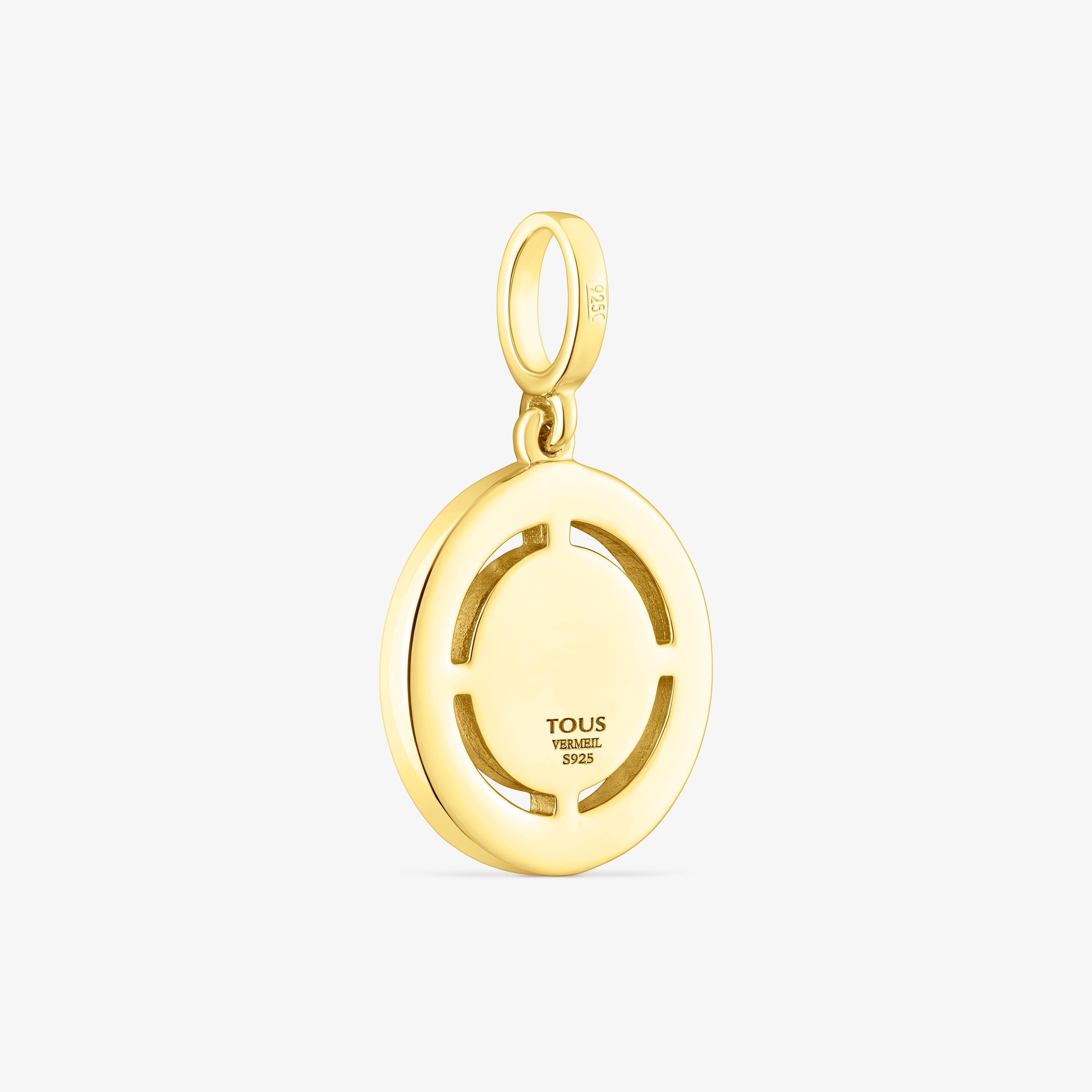 Silver vermeil TOUS Crossword Mama Mum pendant with gemstones and enamel