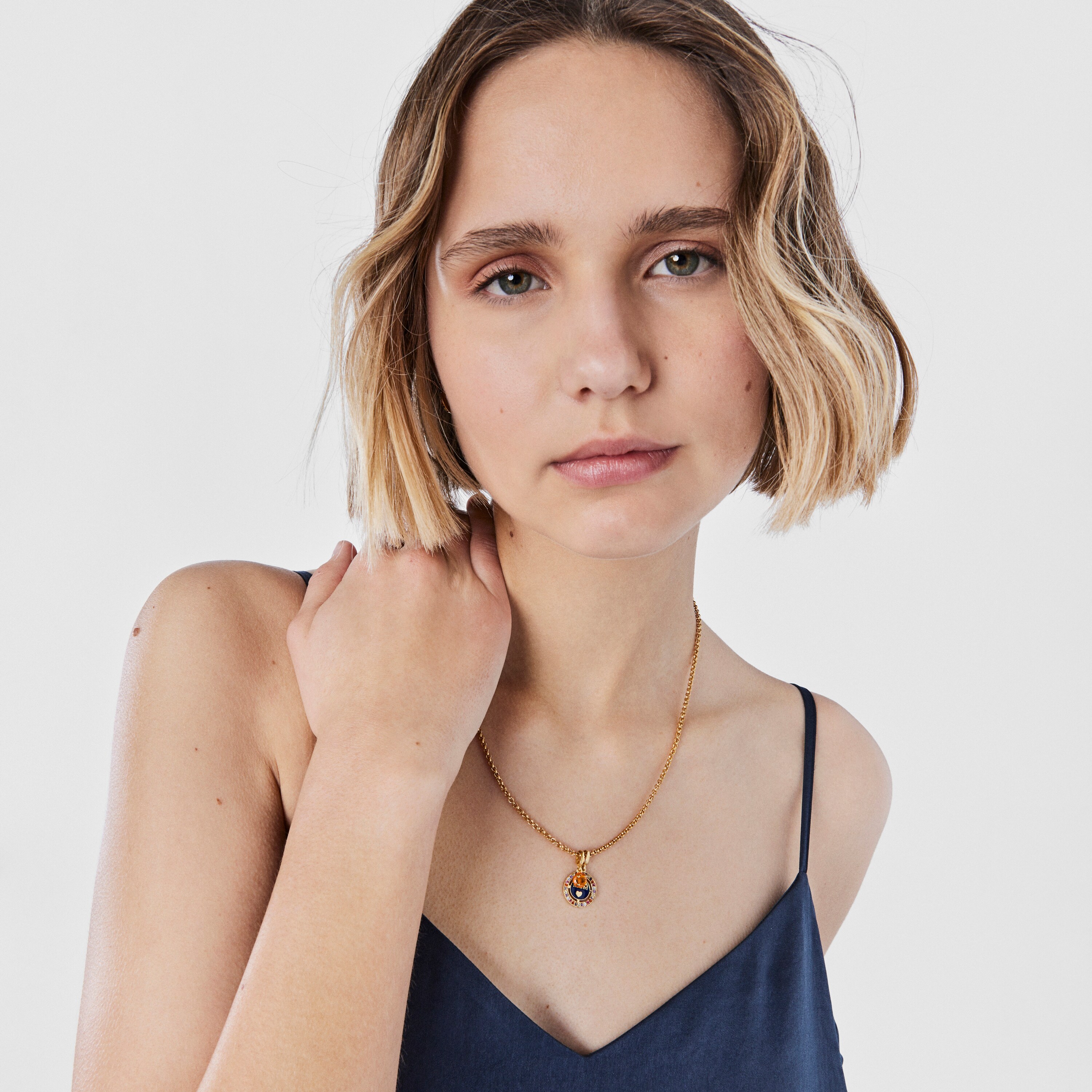 Silver vermeil TOUS Crossword Mama Mum pendant with gemstones and enamel