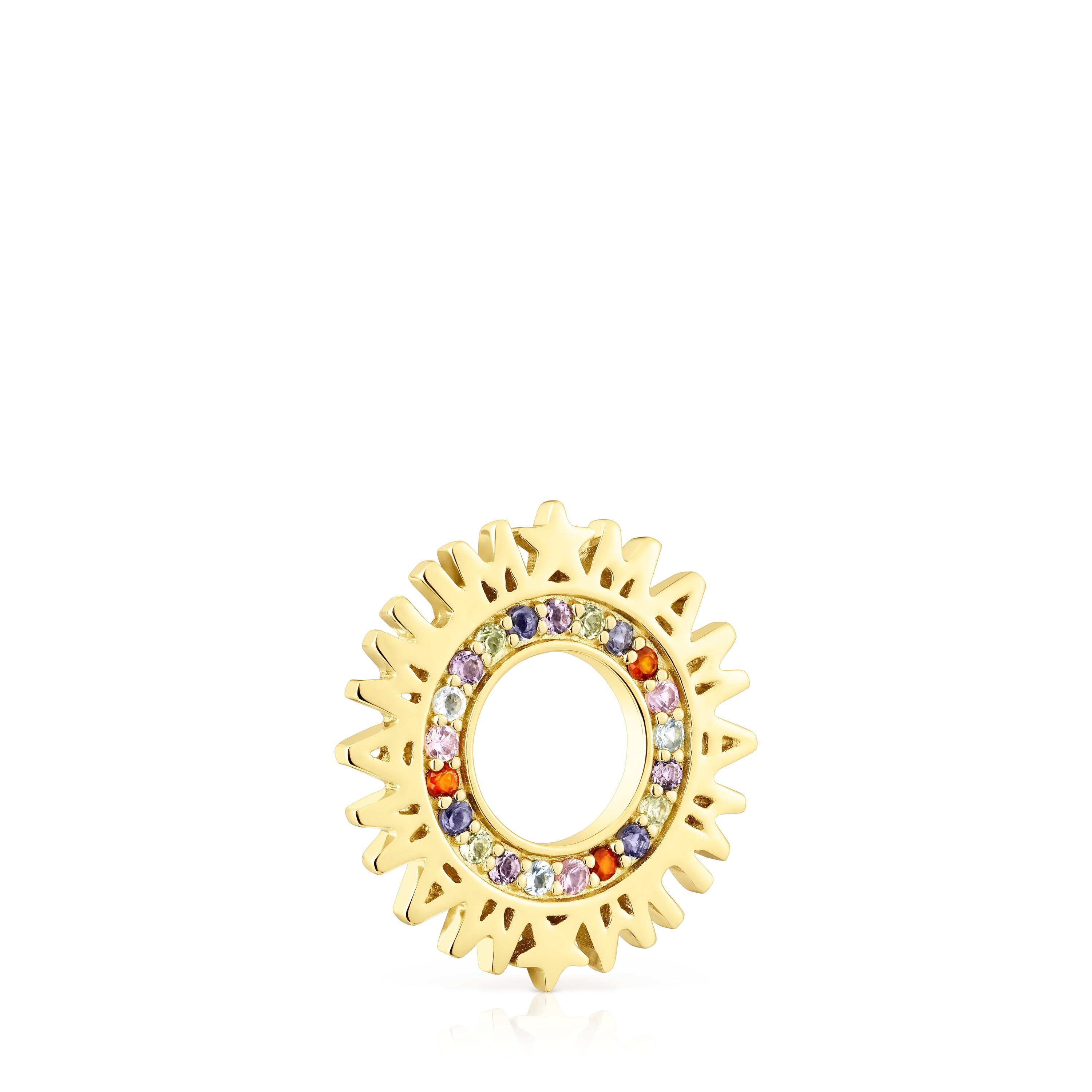 Silver vermeil TOUS Crossword Mama Circle pendant with gemstones