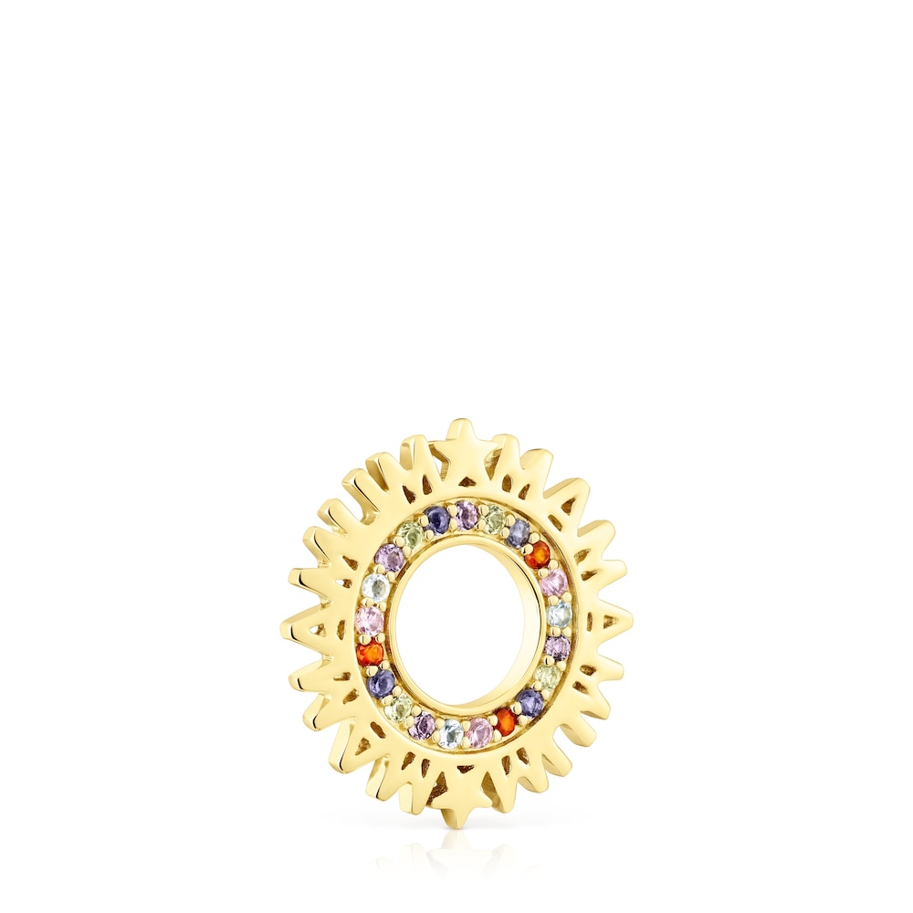 Silver vermeil TOUS Crossword Mama Circle pendant with gemstones image number 1