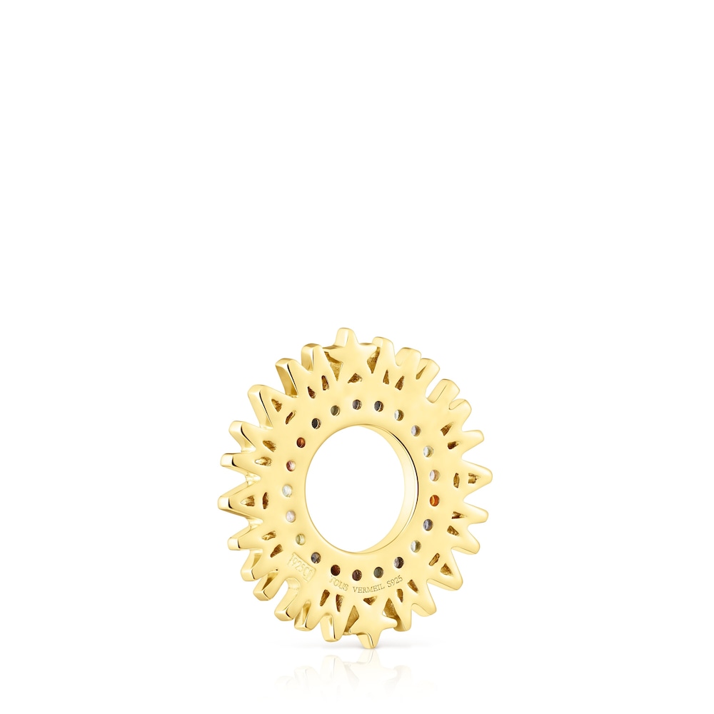 Silver vermeil TOUS Crossword Mama Circle pendant with gemstones image number 2