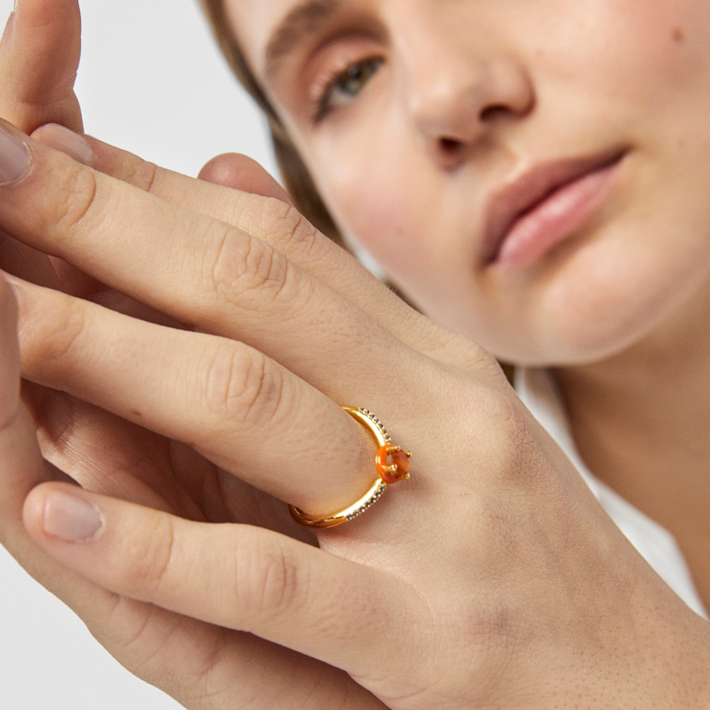 Anel TOUS Vibrant Colors com cornalina e esmalte