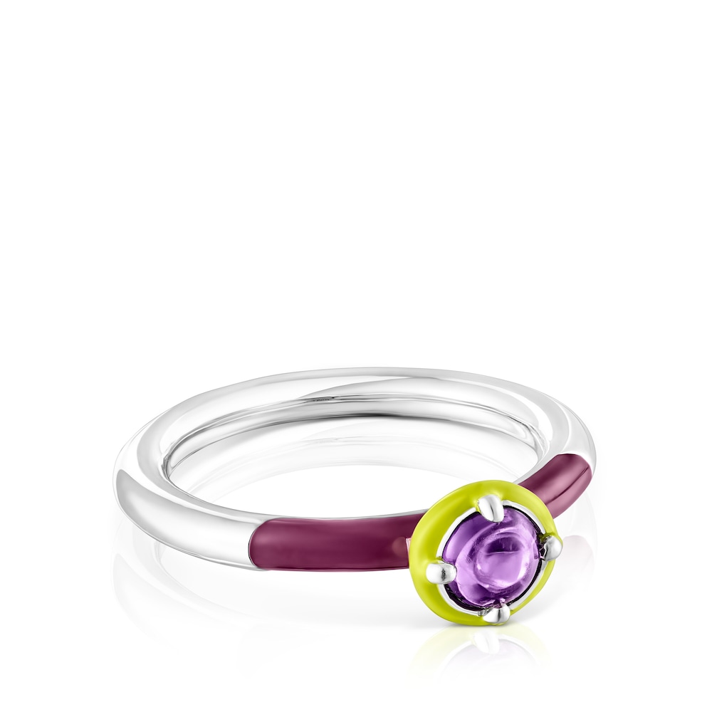 Anillo de plata con amatista y esmalte TOUS Vibrant Colors