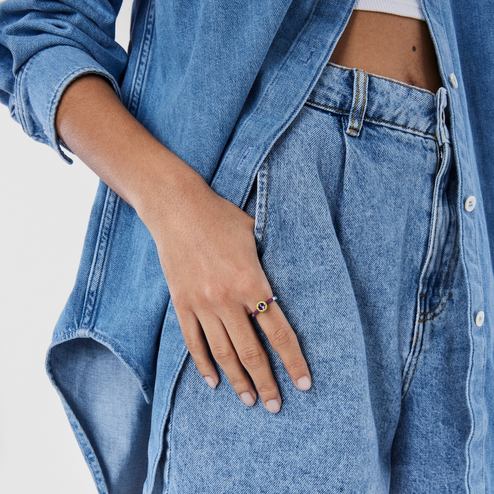 Anillo de plata con amatista y esmalte TOUS Vibrant Colors