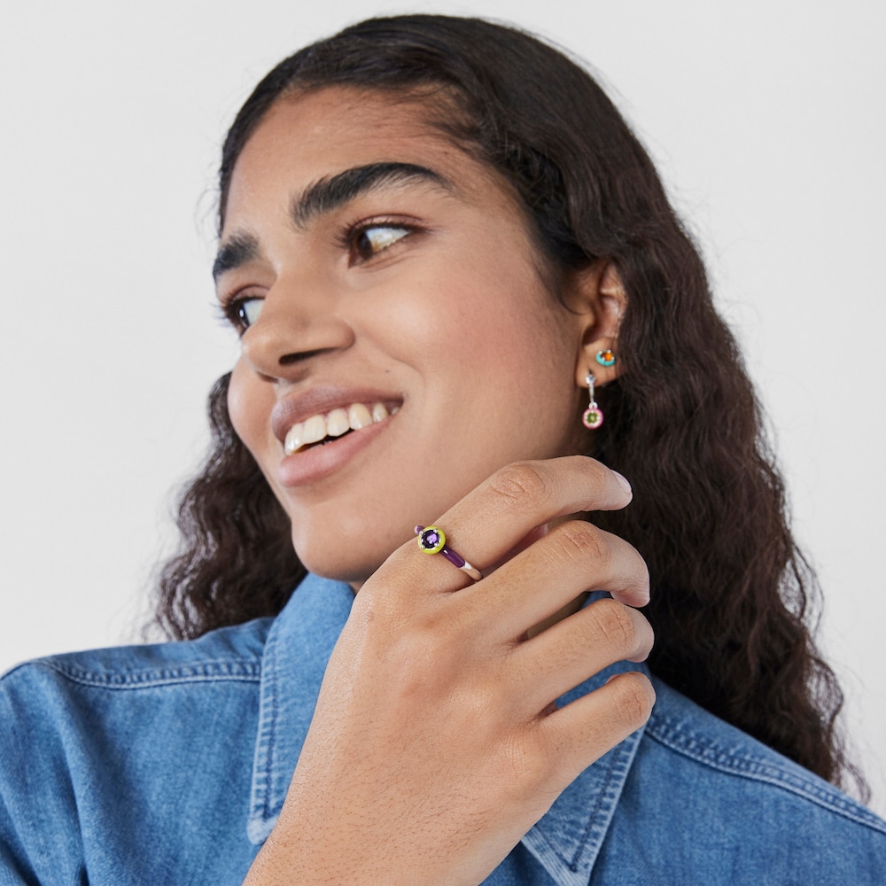 Anillo de plata con amatista y esmalte TOUS Vibrant Colors