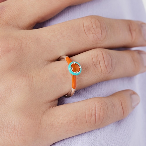 Silver TOUS Vibrant Colors Ring with carnelian and enamel