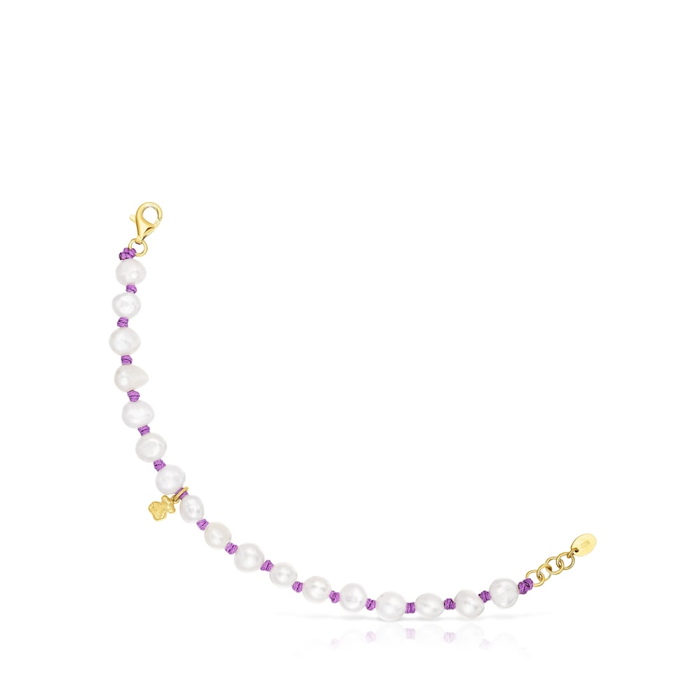 Pulsera de nylon lila con perlas TOUS Joy Bits