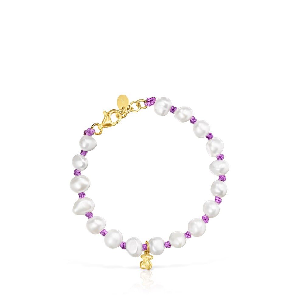 Pulsera de nylon lila con perlas TOUS Joy Bits