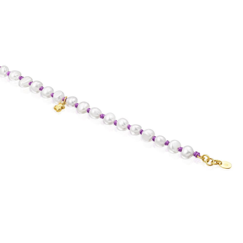 Pulsera de nylon lila con perlas TOUS Joy Bits