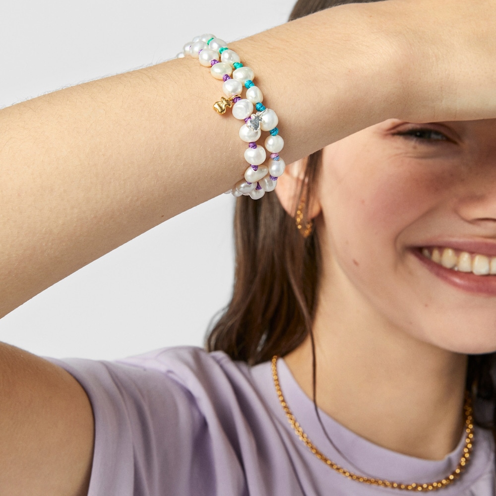 Pulsera de nylon lila con perlas TOUS Joy Bits