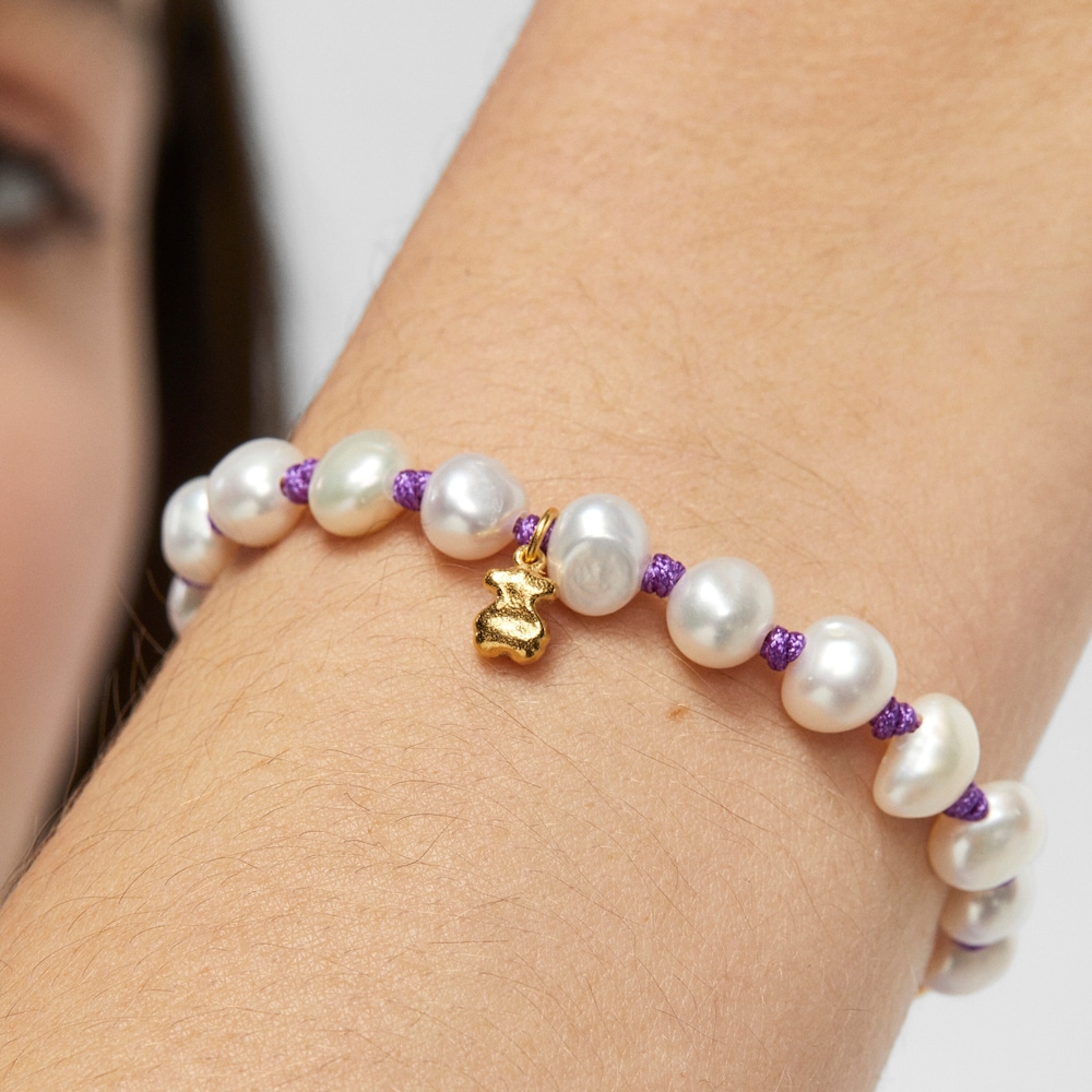 Pulsera de nylon lila con perlas TOUS Joy Bits
