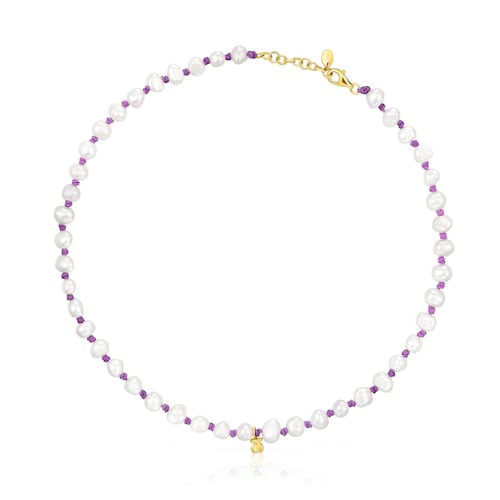 Collar de nylon lila con perlas TOUS Joy Bits