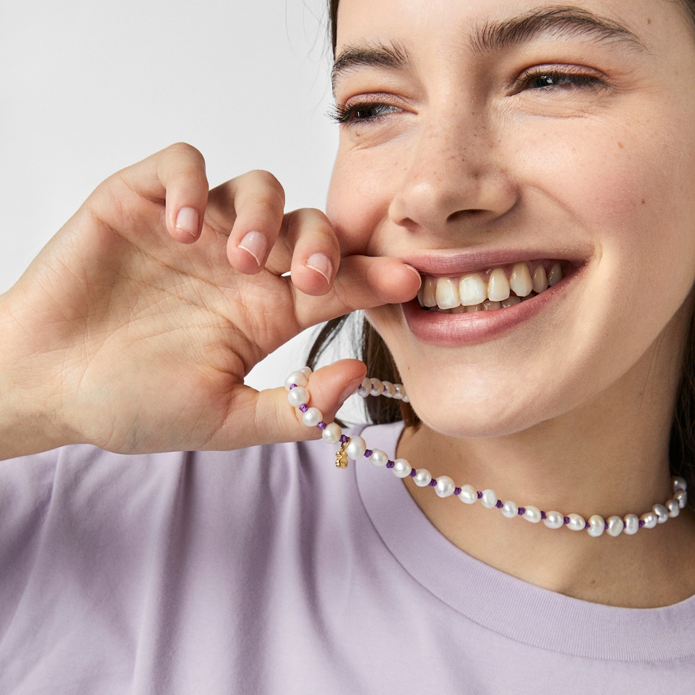 Collar de nylon lila con perlas TOUS Joy Bits