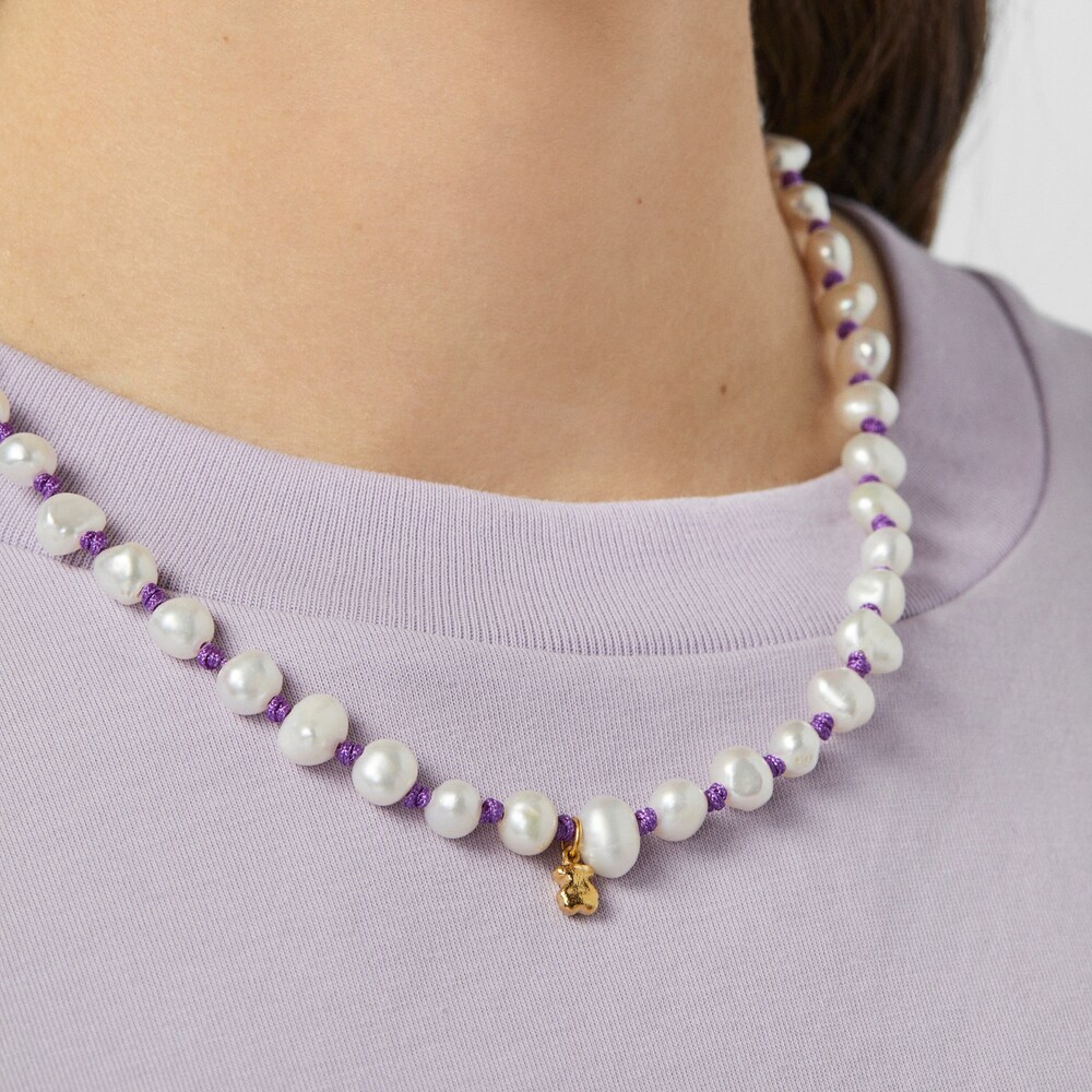 Collar de nylon lila con perlas TOUS Joy Bits