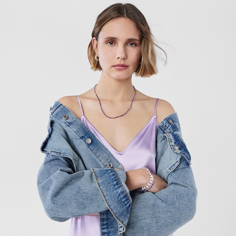 Collar con ba&ntilde;o de oro 18 kt sobre plata y amatista TOUS Joy Bits