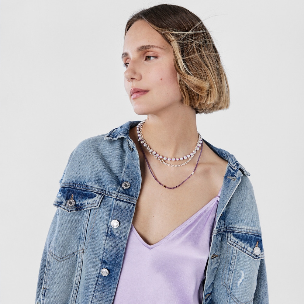 Collar con ba&ntilde;o de oro 18 kt sobre plata y amatista TOUS Joy Bits