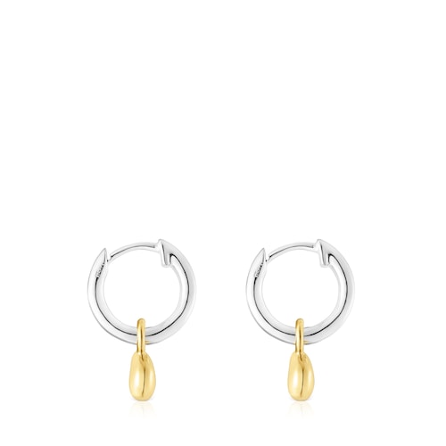 Δίχρωμα σκουλαρίκια-κρίκοι TOUS Joy Bits με κρεμαστό