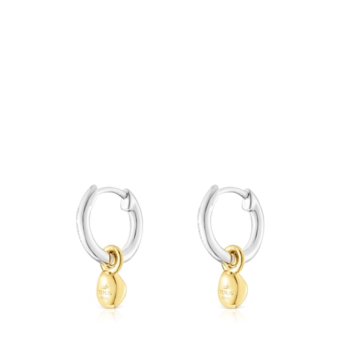 Δίχρωμα σκουλαρίκια-κρίκοι TOUS Joy Bits με κρεμαστό