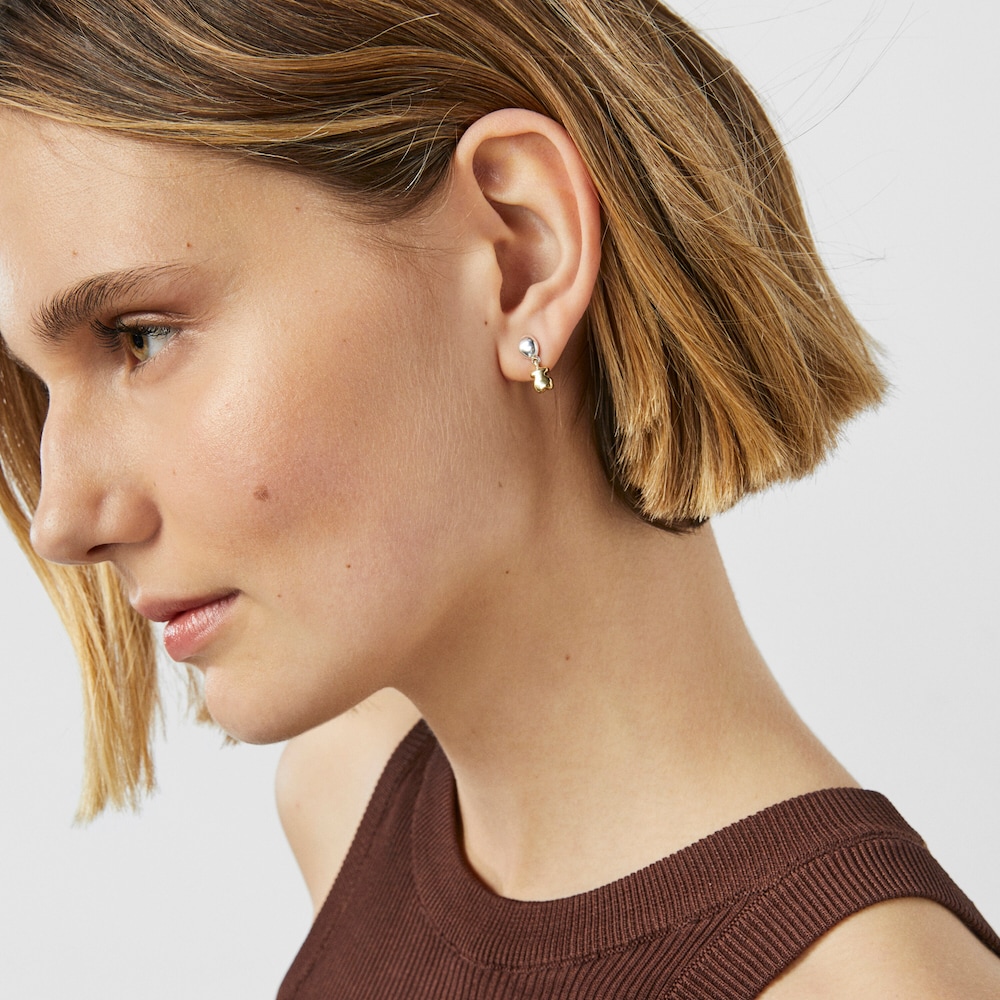 Pendientes bicolor cortos con oso TOUS Joy Bits