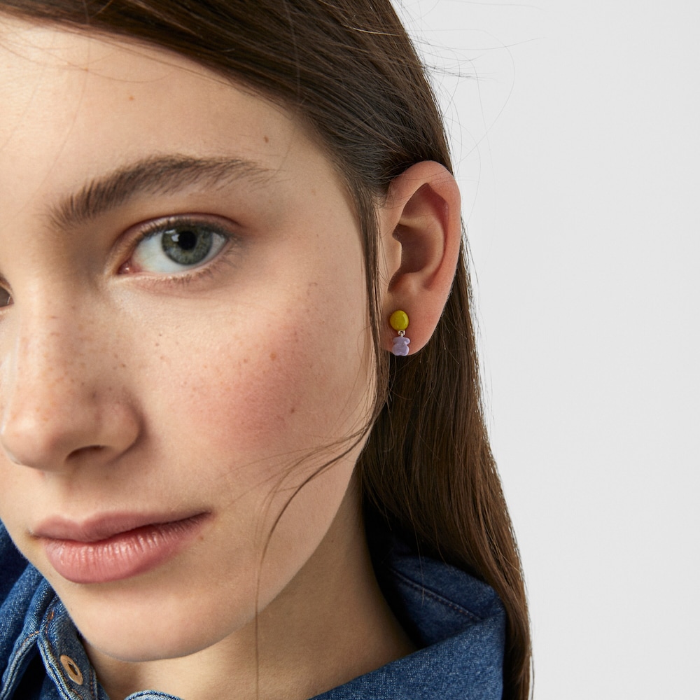 Short TOUS Joy Bits earrings with colored enamel motifs