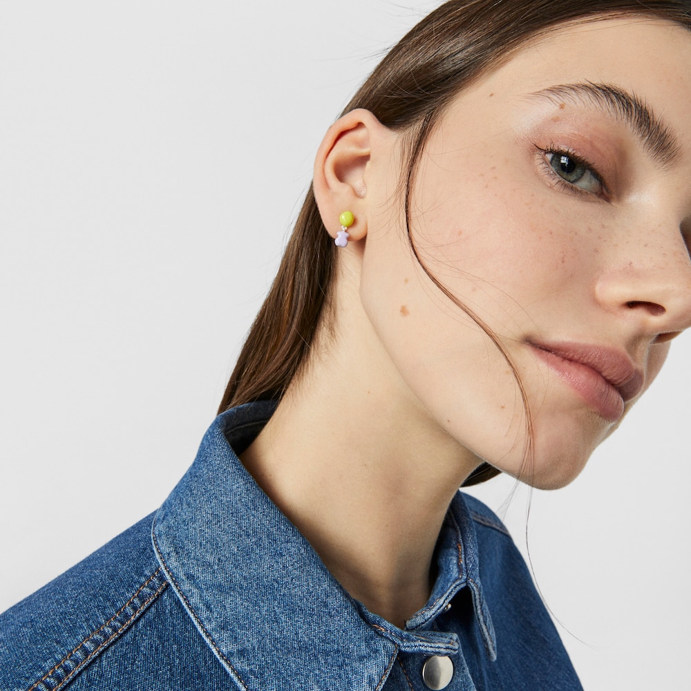 Short TOUS Joy Bits earrings with colored enamel motifs