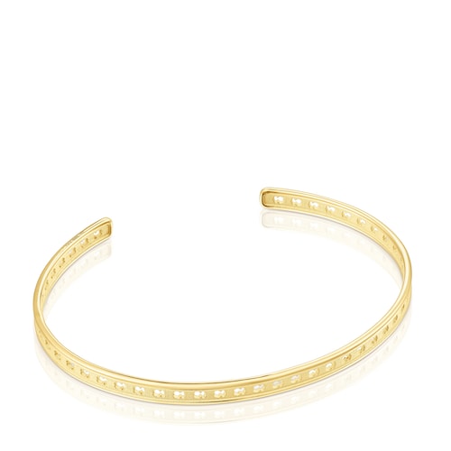 Pulsera con ba&ntilde;o de oro 18 kt sobre plata y siluetas TOUS Bear Row