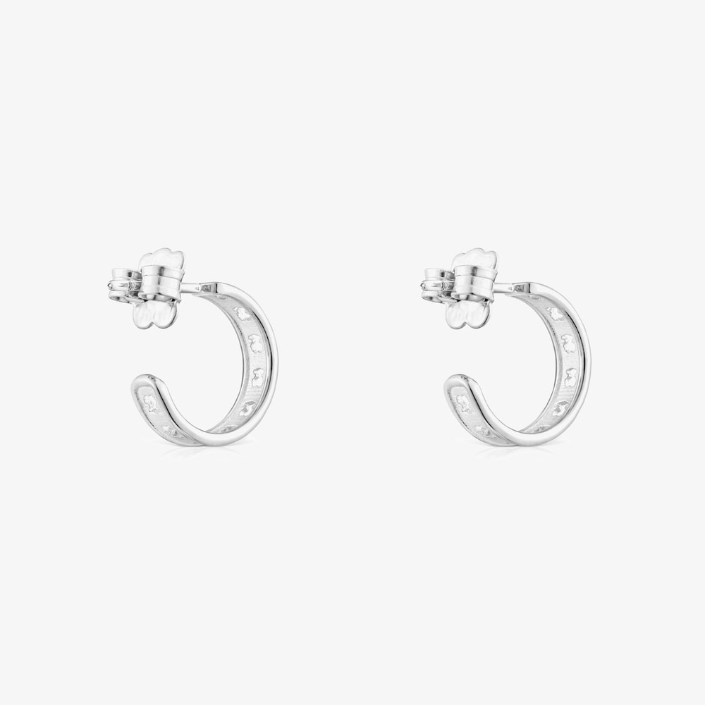 Pendientes aro de plata peque&ntilde;os con silueta TOUS Bear Row