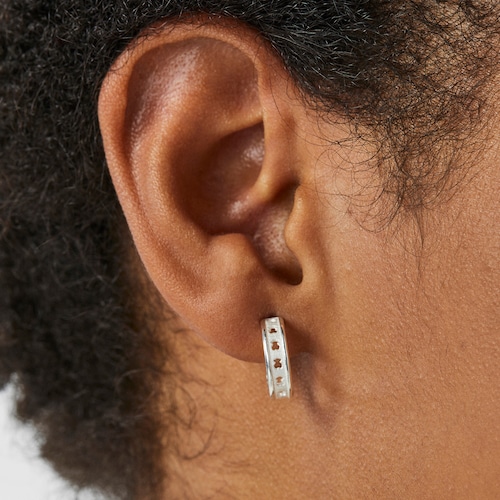 Small silver TOUS Bear Row hoop earrings with silhouette
