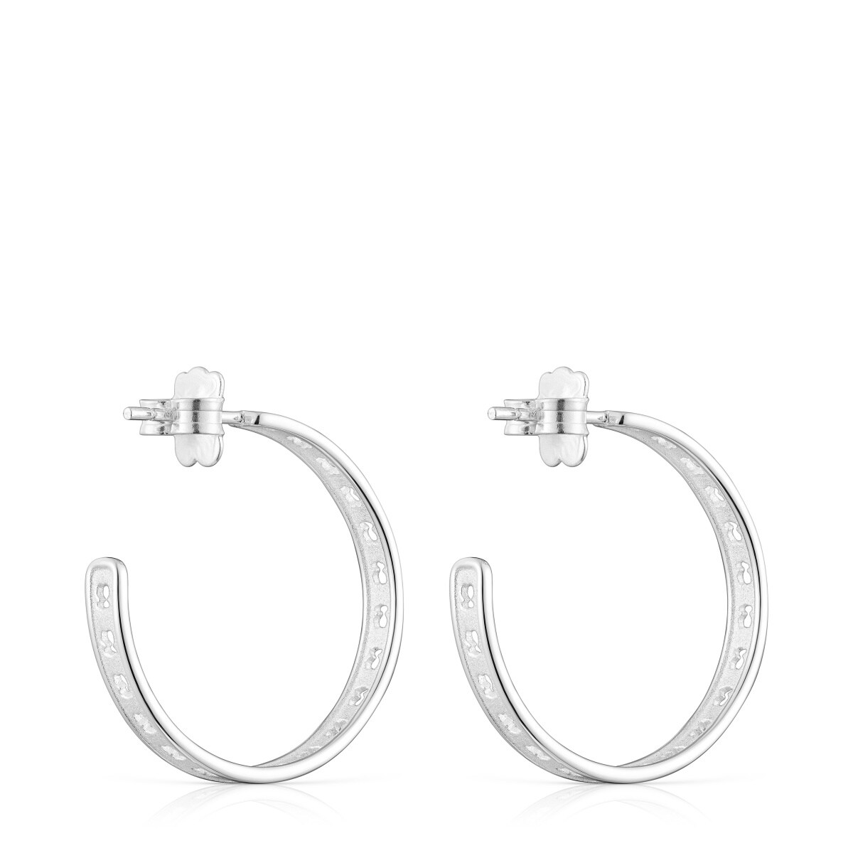 Silver TOUS Bear Row hoop earrings with bear silhouette