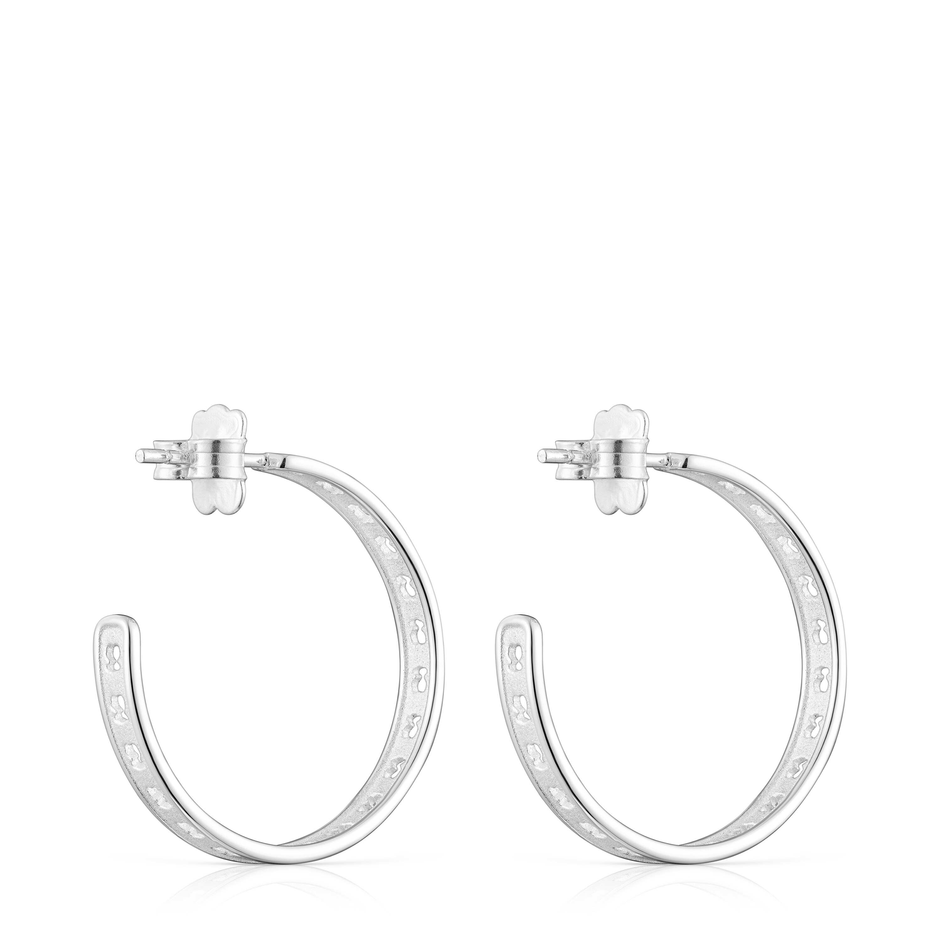 Pendientes aro de plata con silueta de oso TOUS Bear Row