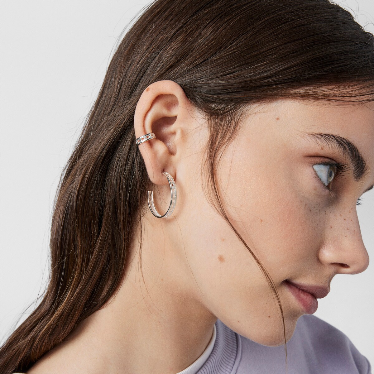 Silver TOUS Bear Row hoop earrings with bear silhouette