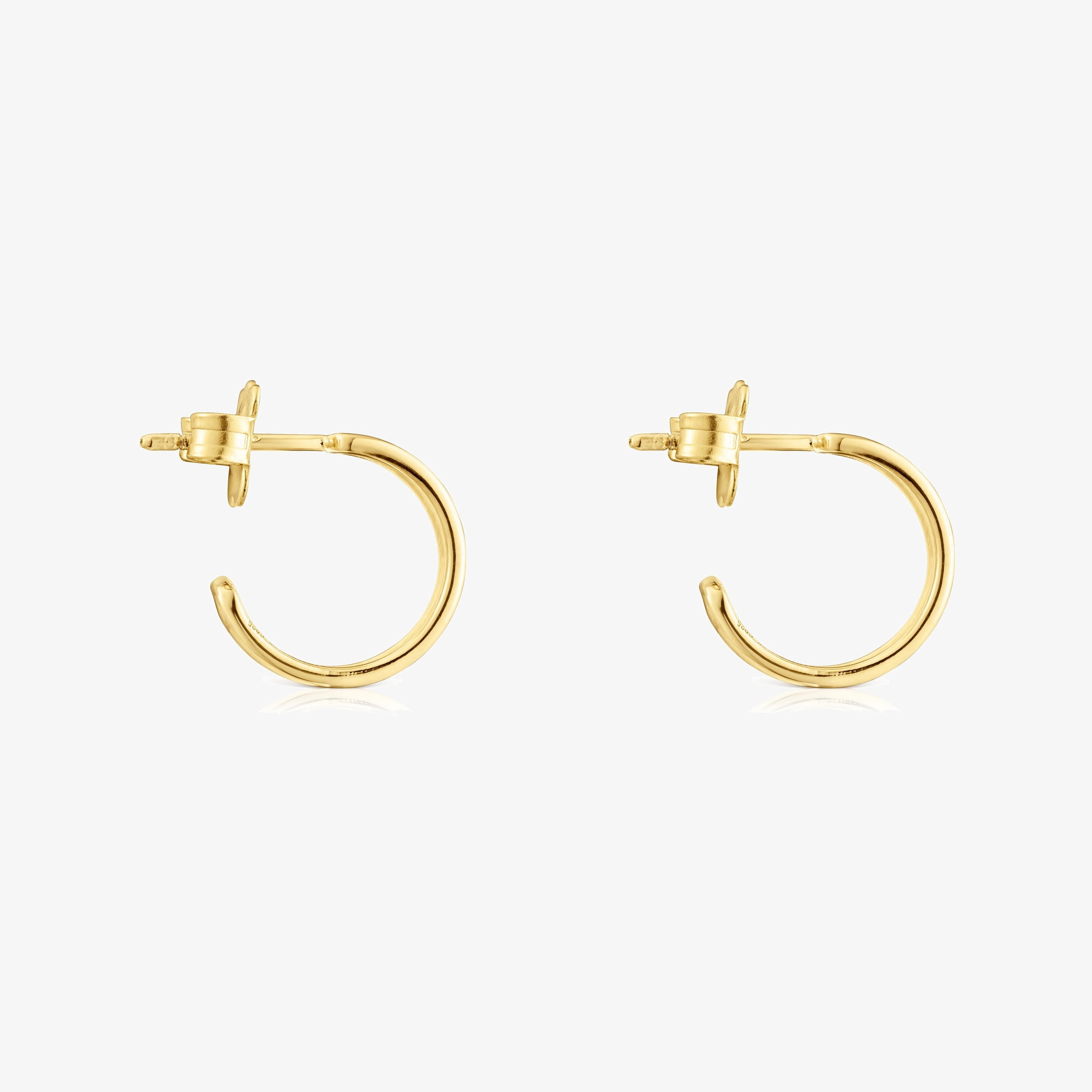 Small silver vermeil TOUS Bear Row hoop earrings with silhouette