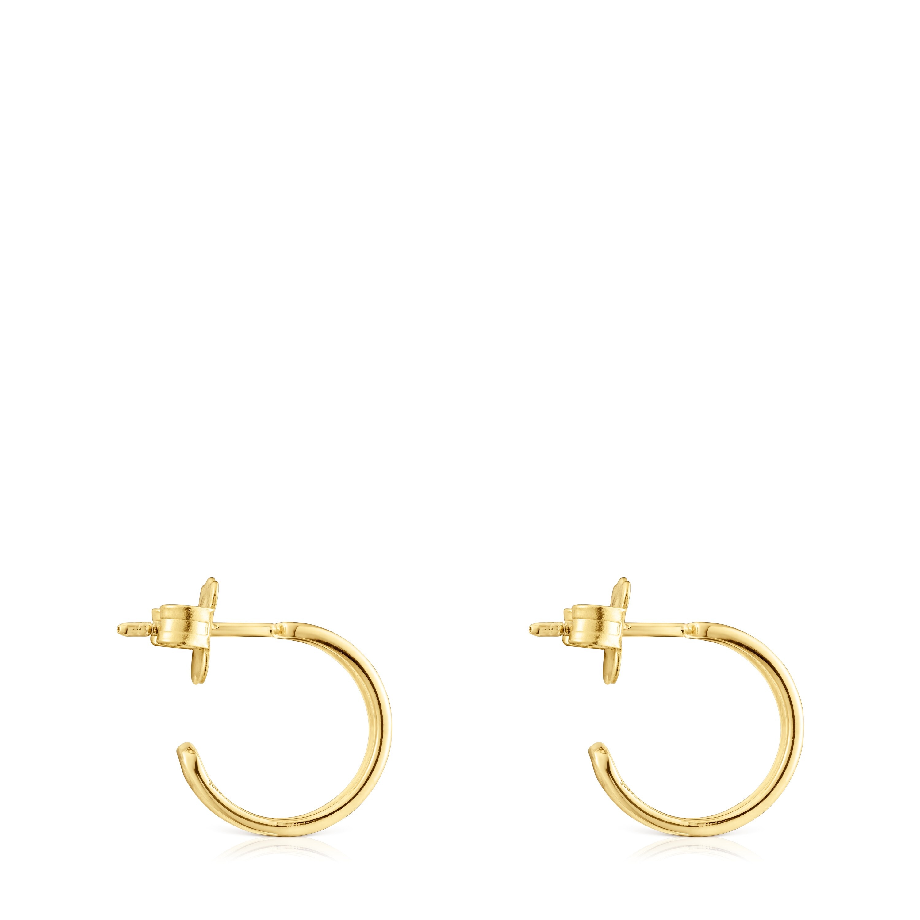 Small silver vermeil TOUS Bear Row hoop earrings with silhouette