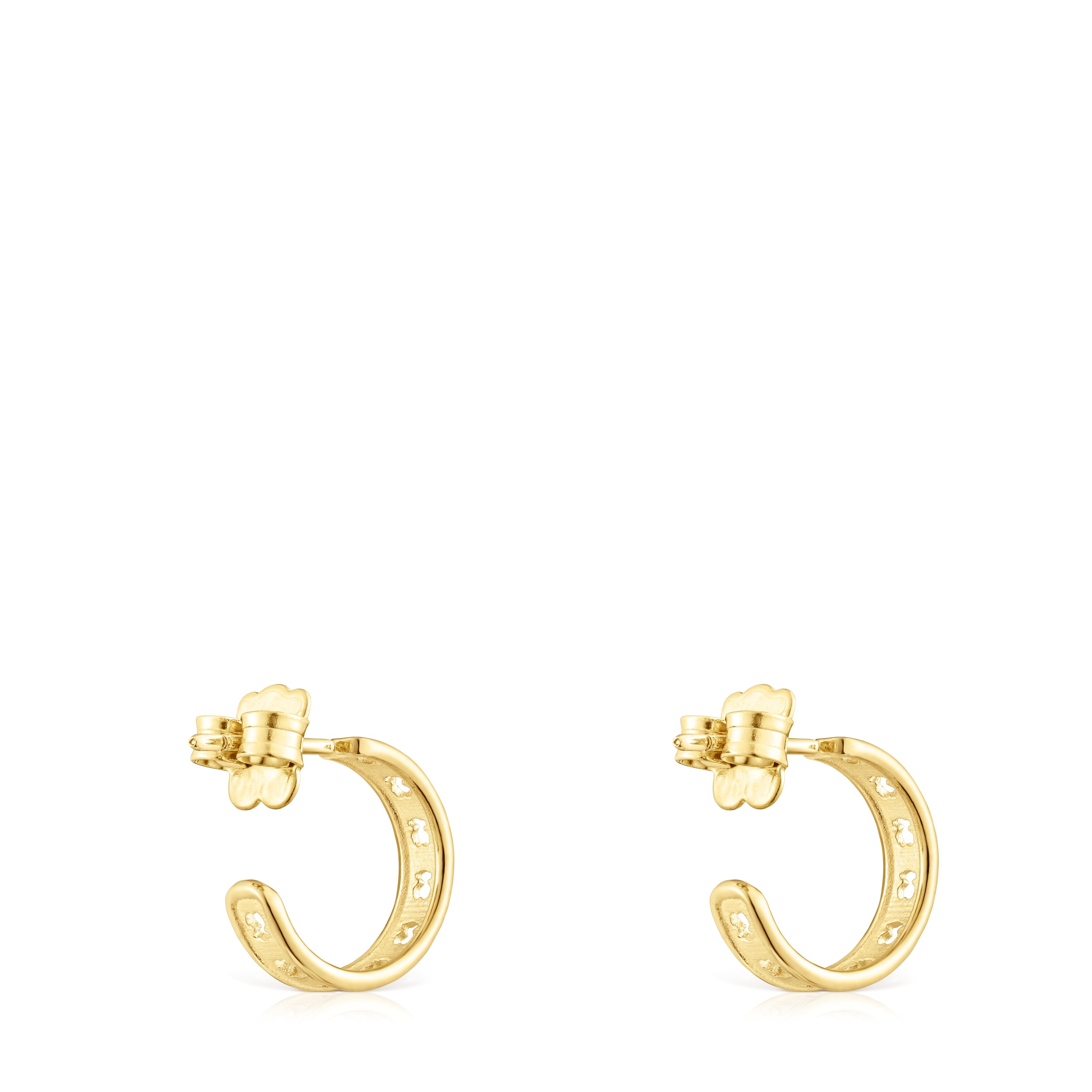 Small silver vermeil TOUS Bear Row hoop earrings with silhouette