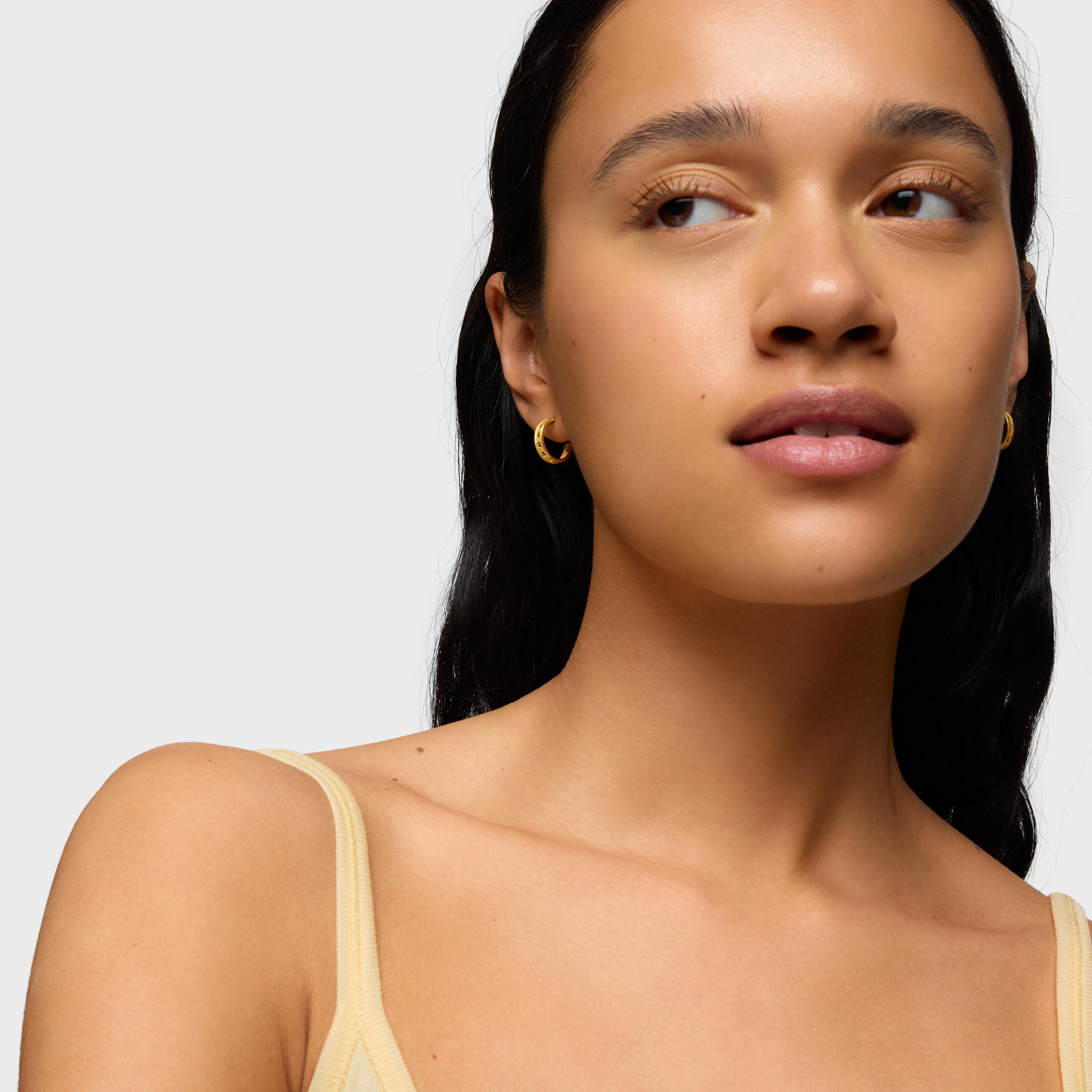 Small silver vermeil TOUS Bear Row hoop earrings with silhouette