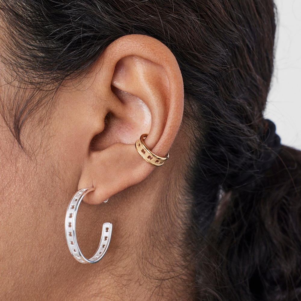 Silver vermeil TOUS Bear Row earcuff with bear silhouettes
