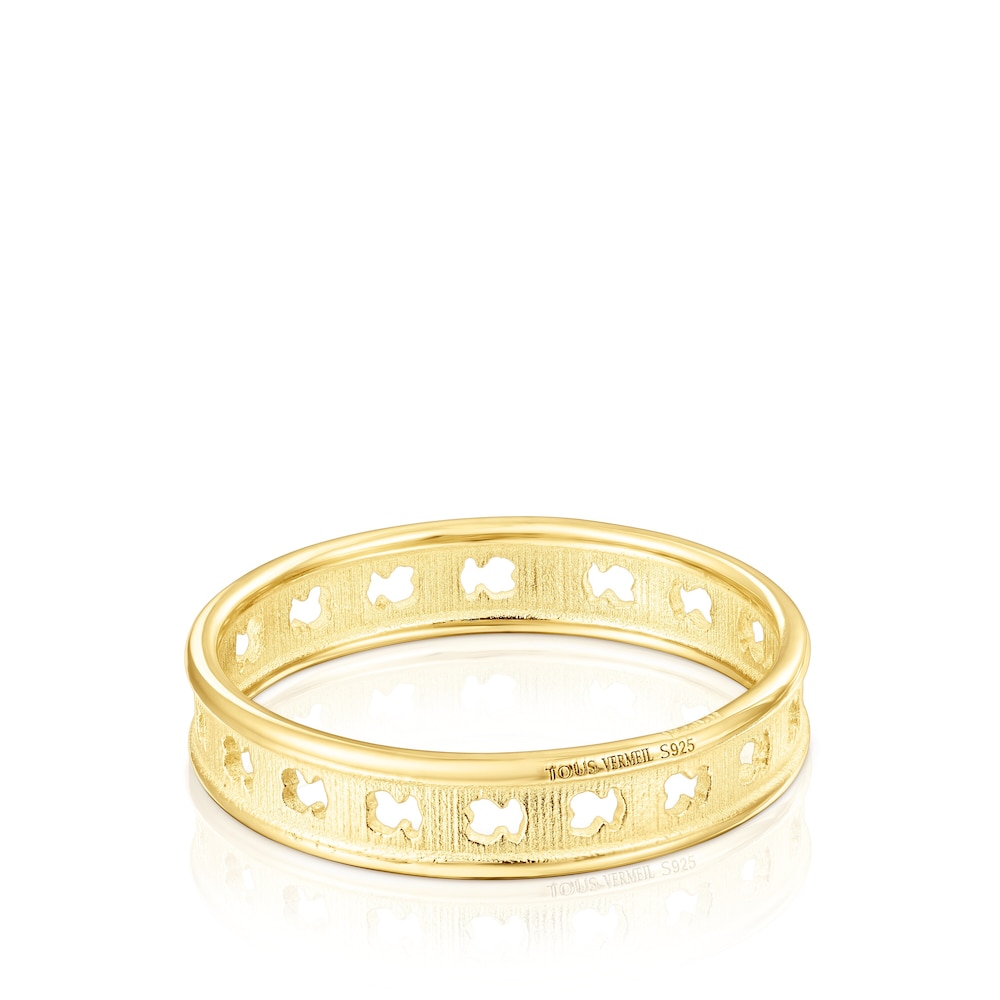 Anillo de plata vermeil con siluetas de oso TOUS Bear Row image number 2