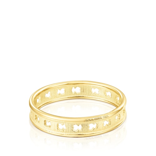 Silver vermeil TOUS Bear Row ring with bear silhouettes
