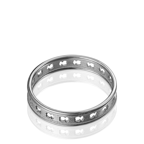 Dark silver TOUS Bear Row ring with bear silhouettes