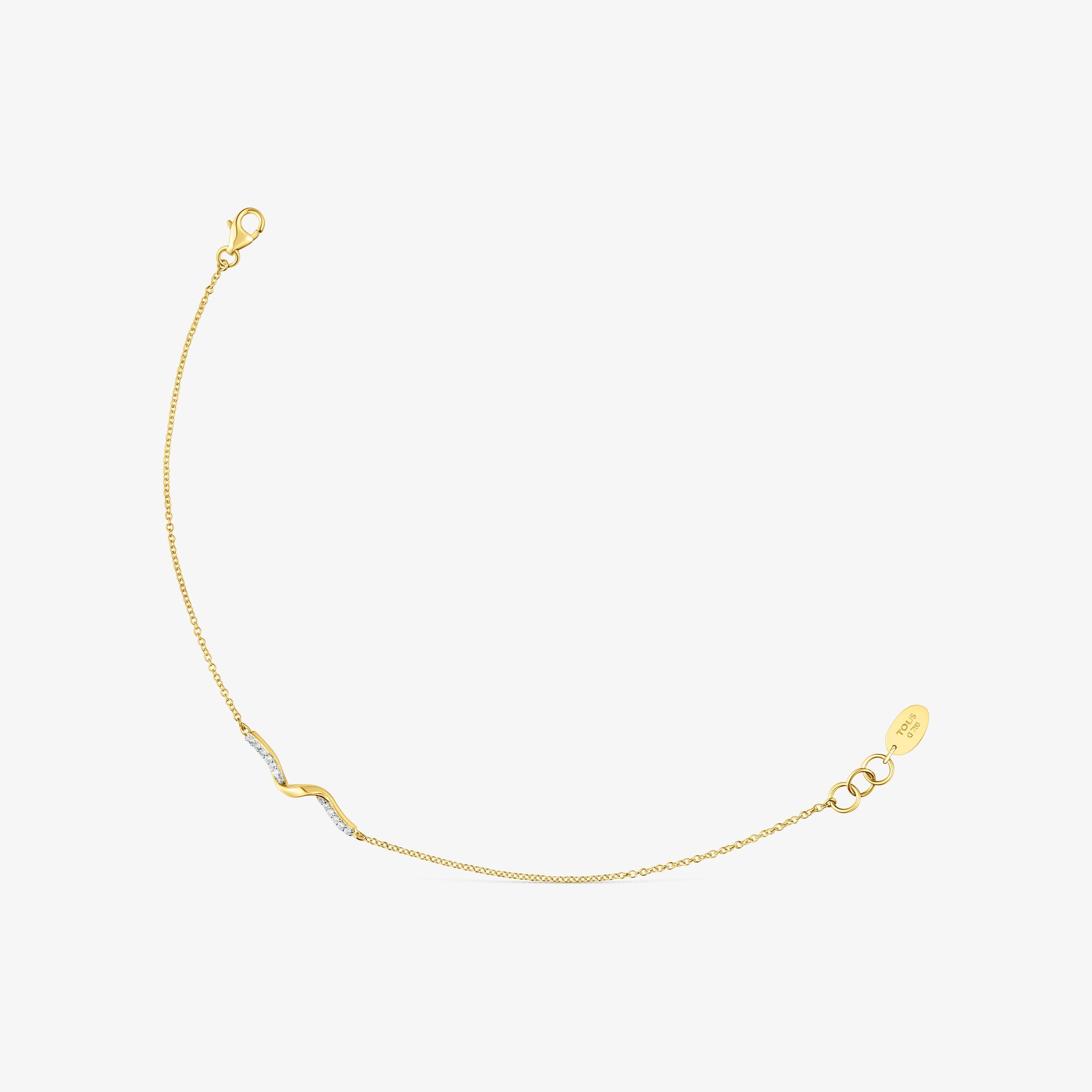 18K Solid Gold TOUS Beach Bracelet with diamonds