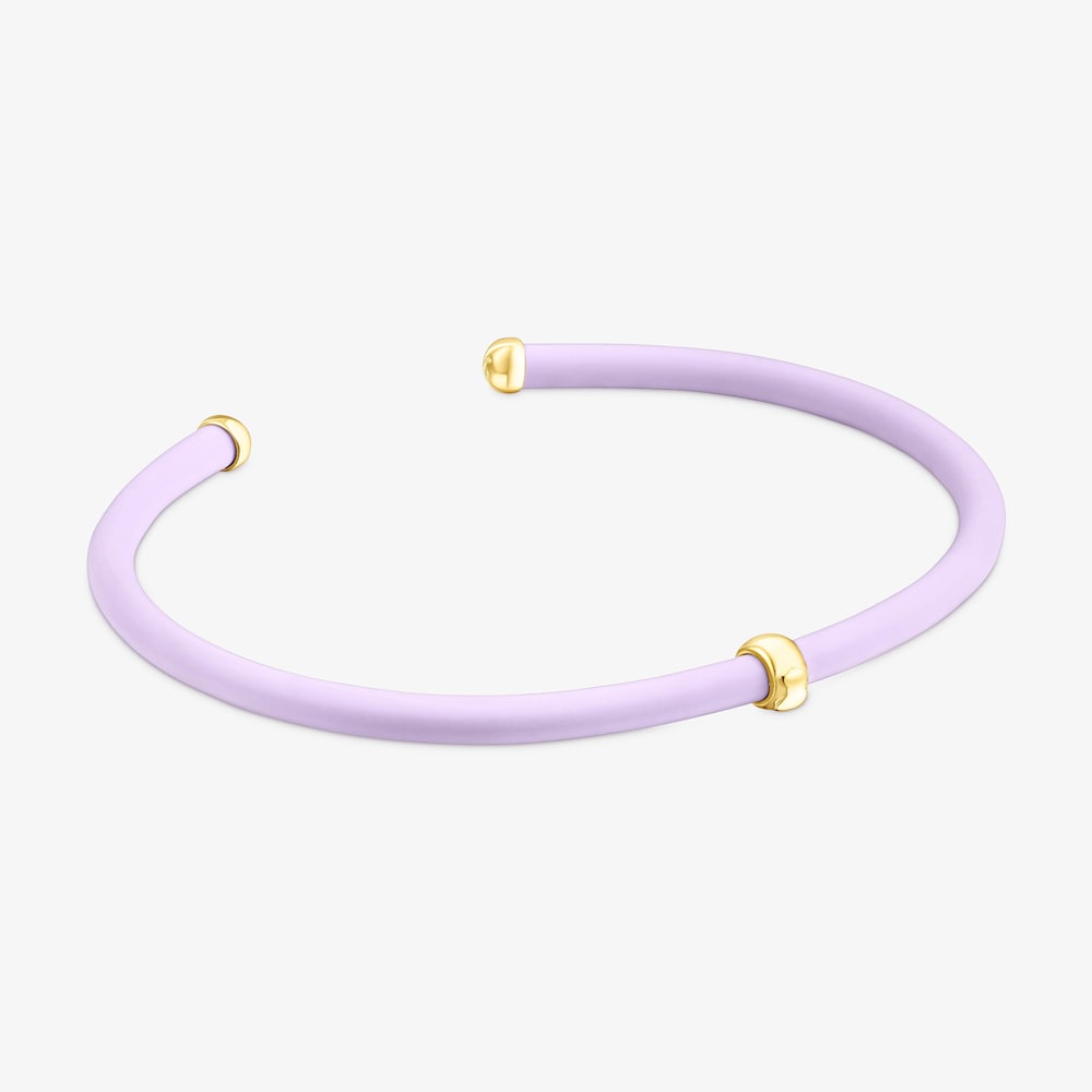 Bracciale orsetto lilla con placcatura in oro 18 kt su caucci&ugrave; TOUS St. Tropez in argento