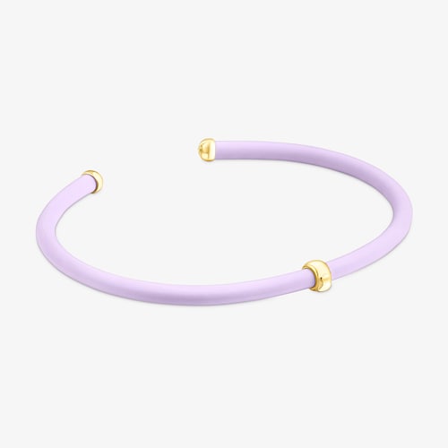 Bracciale orsetto lilla con placcatura in oro 18 kt su caucci&ugrave; TOUS St. Tropez in argento