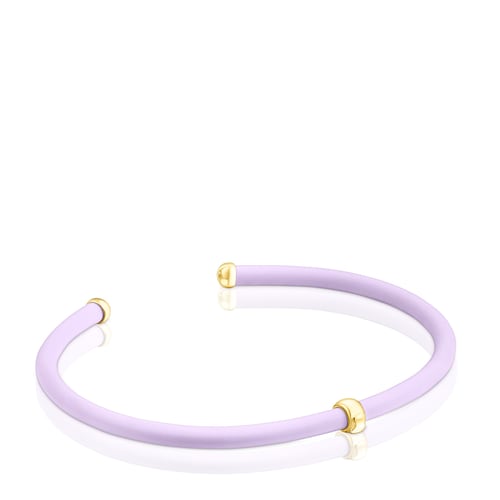 Pulsera de de color lila oso con baño de oro 18 kt sobre plata TOUS St Tropez Caucho