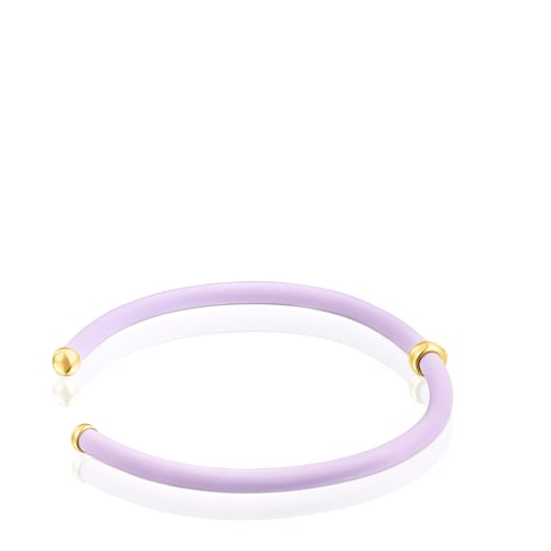 Pulsera de de color lila oso con baño de oro 18 kt sobre plata TOUS St Tropez Caucho