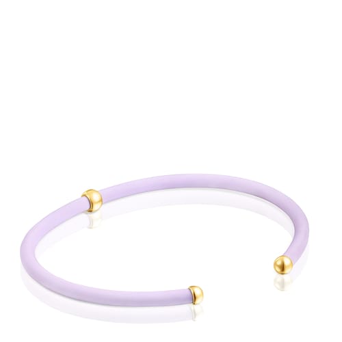 Pulsera de de color lila oso con baño de oro 18 kt sobre plata TOUS St Tropez Caucho