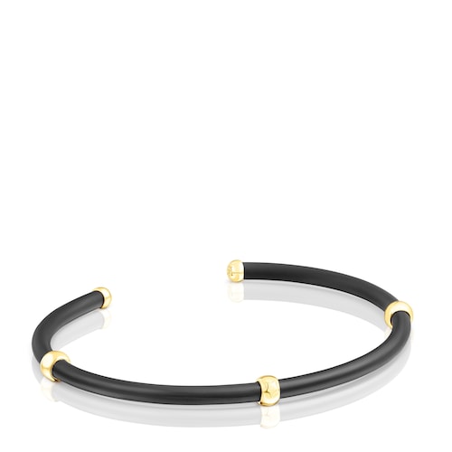 Black balls and silver vermeil TOUS Beach Caucho Bracelet image number 0